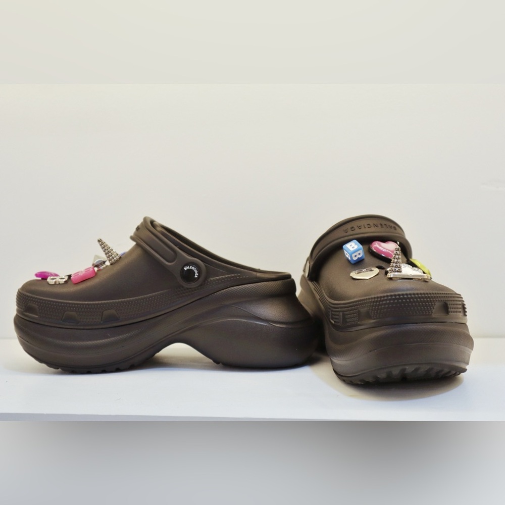 Balenciaga Black Crocs with Colorful Charms
